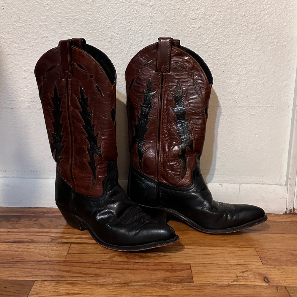 Brown & Black Western Cowboy Boots